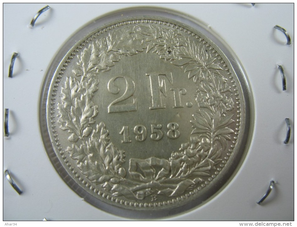 SWITZERLAND SWISS  2 FRANCS   SILVER 1958    LOT 19  NUM  8 - Autres & Non Classés