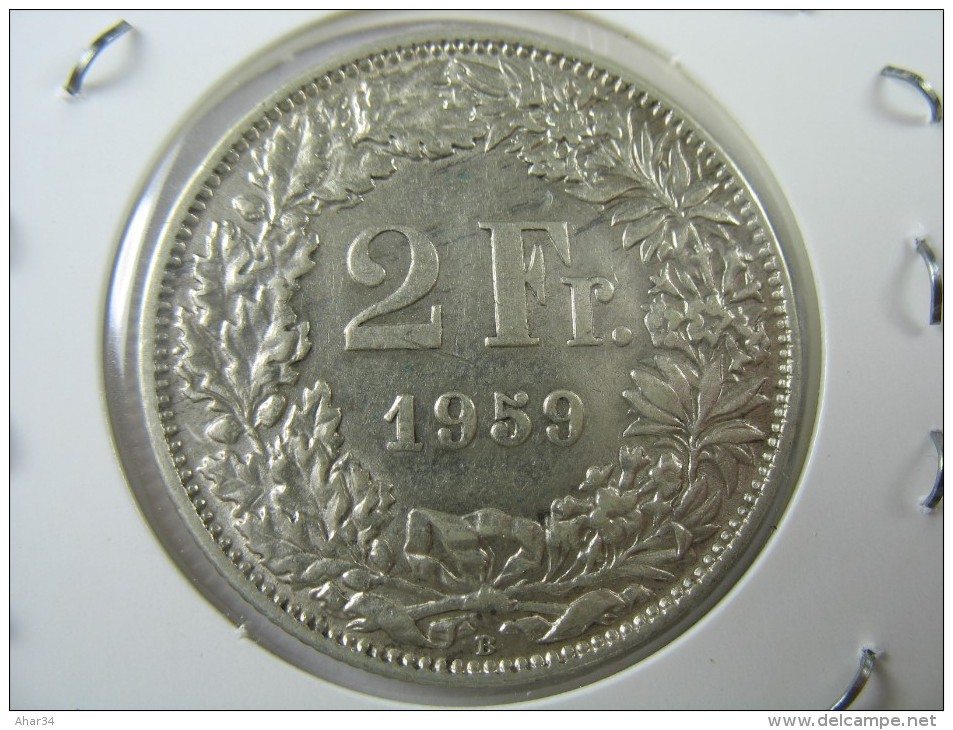 SWITZERLAND SWISS  2 FRANCS   SILVER 1959    LOT 19  NUM  9 - Autres & Non Classés