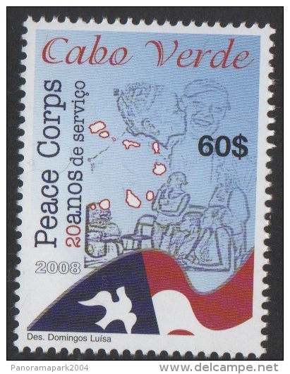 Cabo Verde 2008 - Corpo Da Paz Peace Corps Dove Colombe Friedenstaube Corps De La Paix 1 Val MNH - Cap Vert