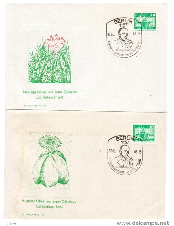 GERMANIA, DDR 1985 - 4 BUSTE FIGURATE CON ANNULLO CURT  BACKEBERG (Botanico) - Cactus