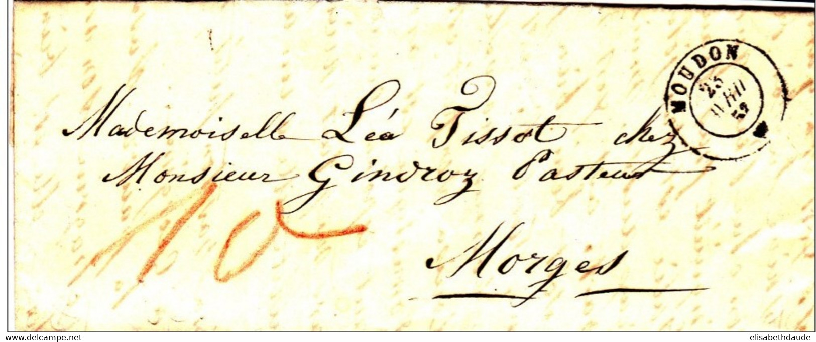 SUISSE VAUD - 1852 - LETTRE De MOUDON Pour MORGES - Poststempel