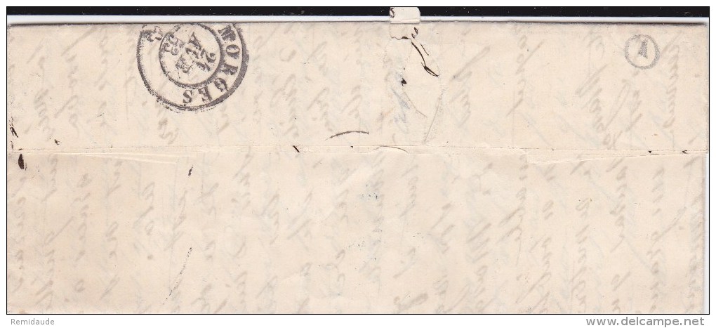 SUISSE VAUD - 1852 - LETTRE De MOUDON Pour MORGES - Poststempel