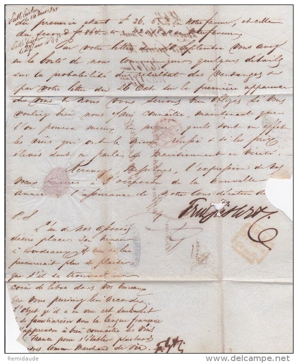 1845 - LETTRE De LONDRES Avec CACHET D´ENTREE En FRANCE "ANGL.2 Par BOULOGNE" Pour BORDEAUX - ...-1840 Precursores