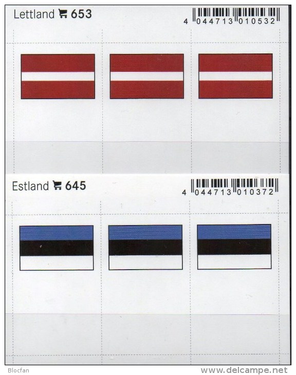 2x3 In Farbe Flaggen-Sticker Estland+Lettland 7€ Kennzeichnung Alben Karten Sammlungen LINDNER 645+653 Lithuiana Latvija - Watches: Modern