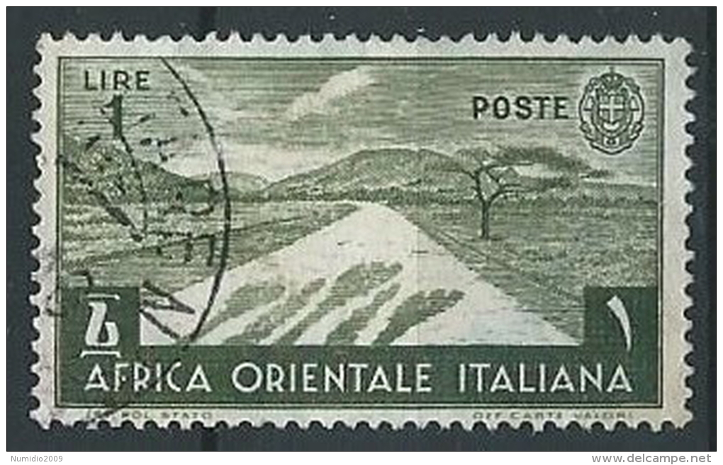 1938 AOI USATO SOGGETTI VARI 1 LIRA - ED183 - Italian Eastern Africa