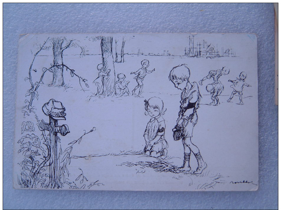 ENFANTS SUR LA TOMBE D'UN SOLDAT PAR POULBOT -  (EDITIONS ORPHELINAT DES ARMEES DEVAMBEZ PARIS N° 18) - Poulbot, F.