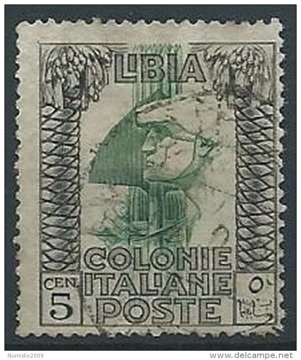 1921 LIBIA USATO PITTORICA 5 CENT - ED192-3 - Libya