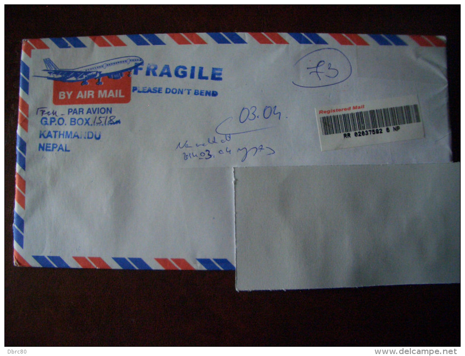 Nepal, Used Registred Air Mail Letter, - Nepal