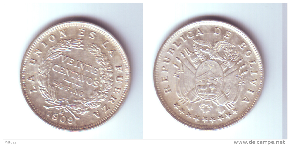 Bolivia 20 Centavos 1909 - Bolivie