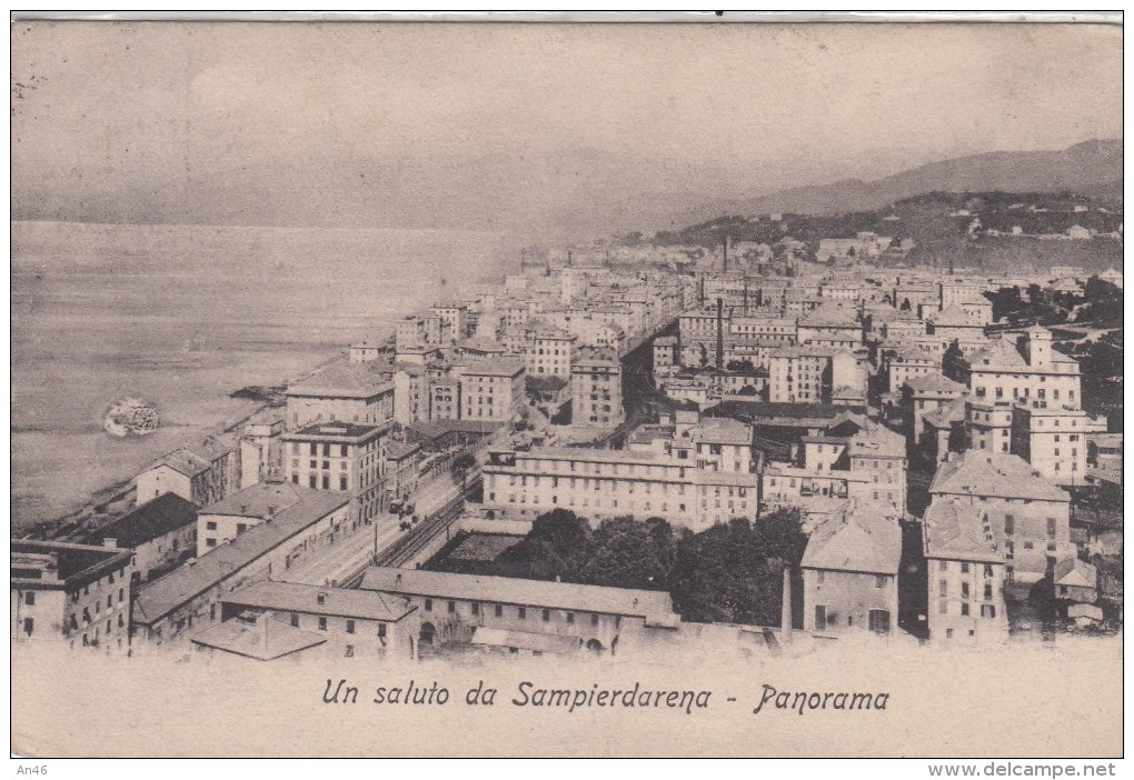 UN SALUTO DA SAMPIERDARENA  GENOVA -PANORAMA-VG 1910- ORIGINALE D´EPOCA 100% - Genova (Genoa)