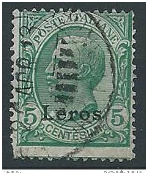 1912 EGEO LERO USATO EFFIGIE 5 CENT - ED202 - Egée (Lero)