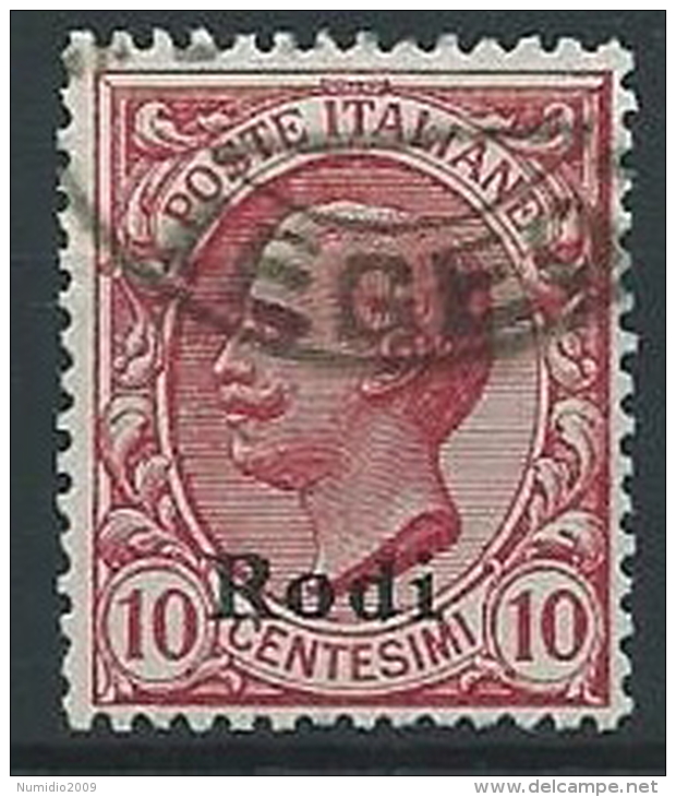 1912 EGEO RODI USATO EFFIGIE 10 CENT - ED203 - Egée (Rodi)