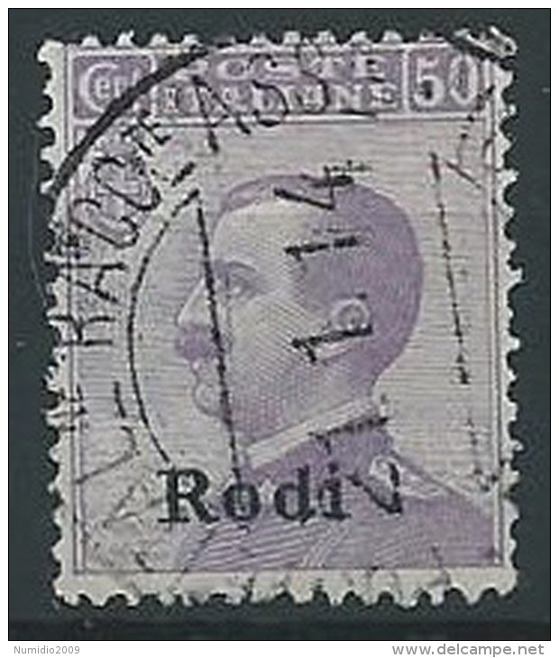 1912 EGEO RODI USATO EFFIGIE 50 CENT - ED203 - Egée (Rodi)
