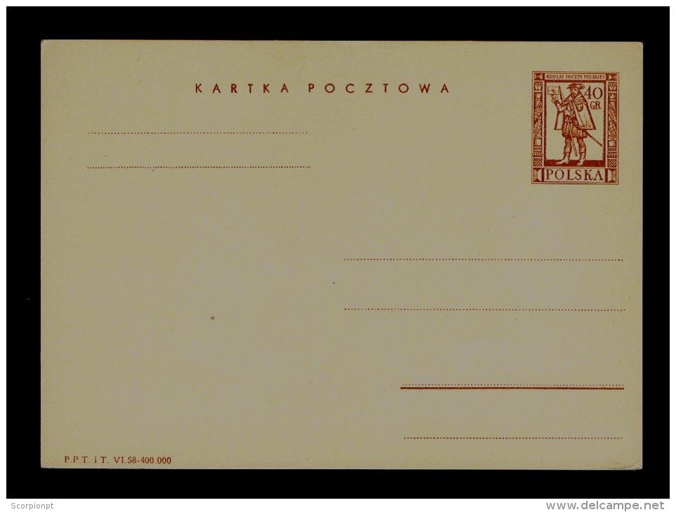 MAIL COURRIER Poste 400 Anniv Polish Pologne Postal Stationery Entiers Postaux Sp2998 - Post