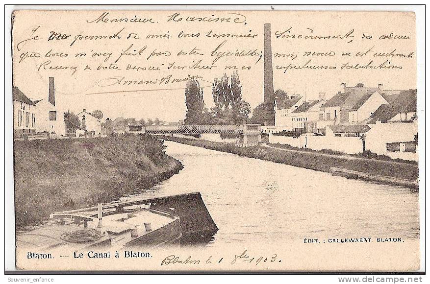 CPA Blaton Le Canal à Blaton  Péniche Bernissart Hainaut Belgique - Bernissart