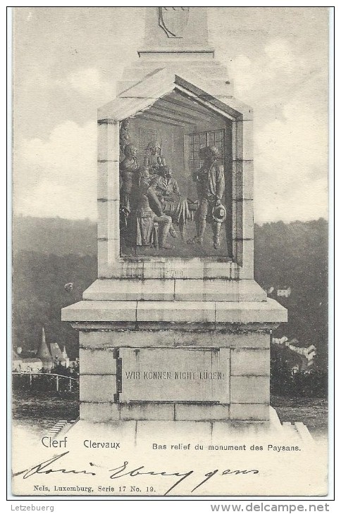 Clervaux (Klierf) - Bas Relief Du Monument Des Paysans (Nels 17/19 - Ca. 1903) - Clervaux