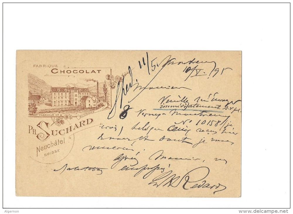 9332 - Carte Postale Suchard  Fabrique N° 6 Bludenz Montreux 10.05.1895 - Entiers Postaux