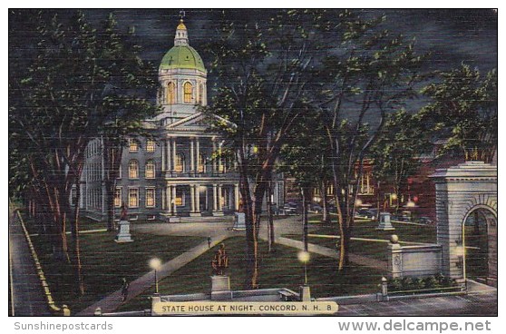 State House At Night Concord New Hampshire 1942 - Concord