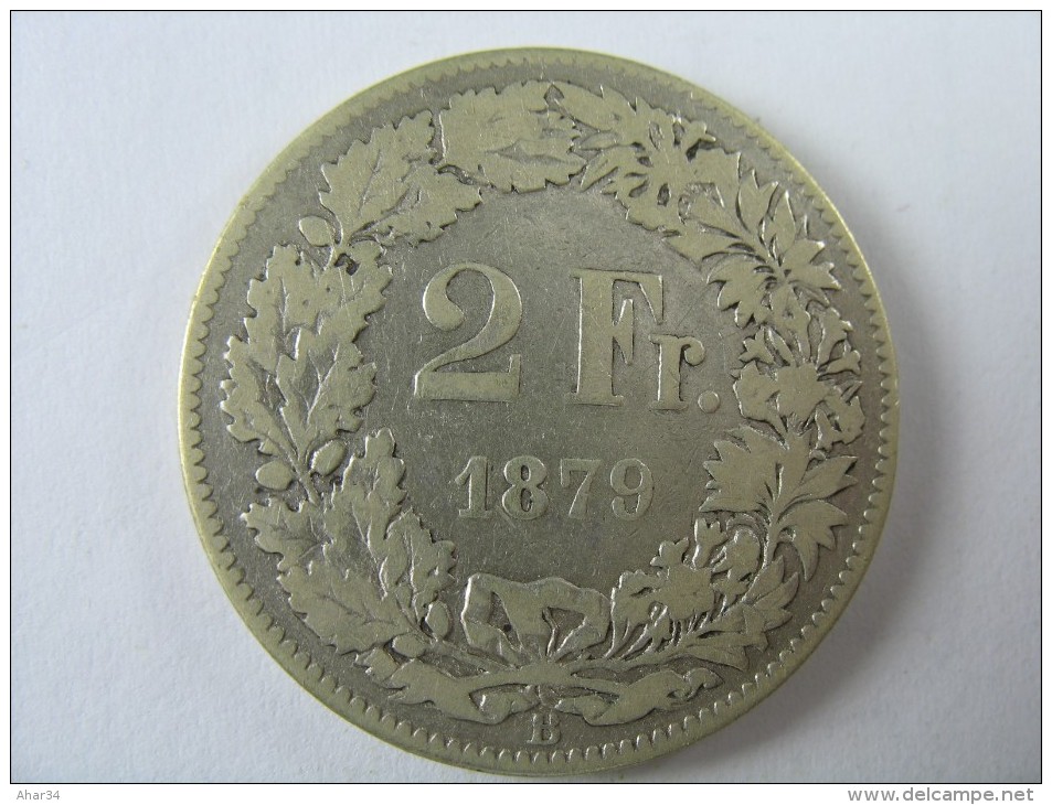 SWITZERLAND SWISS  2 FRANCS   SILVER 1879  RARE     LOT 19  NUM  9 - Otros & Sin Clasificación