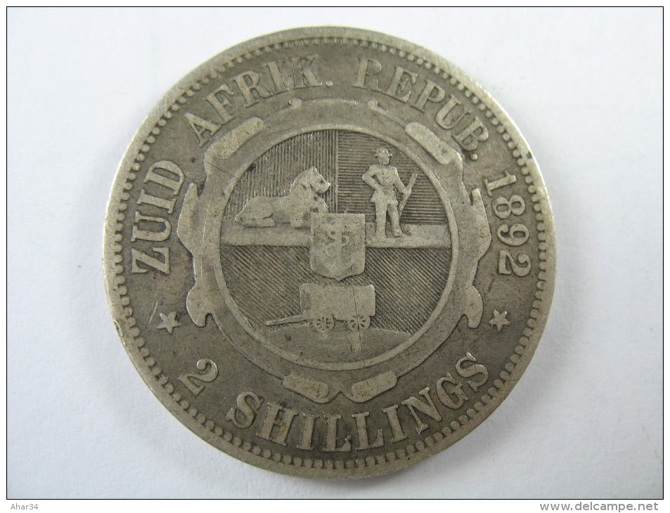 SOUTH AFRICA SUID AFRIKA ZUID AFRIK 2 SHILLING  SILVER 1892  VERY VERY RARE COIN  LOT 19 NUM 10 - Sudáfrica