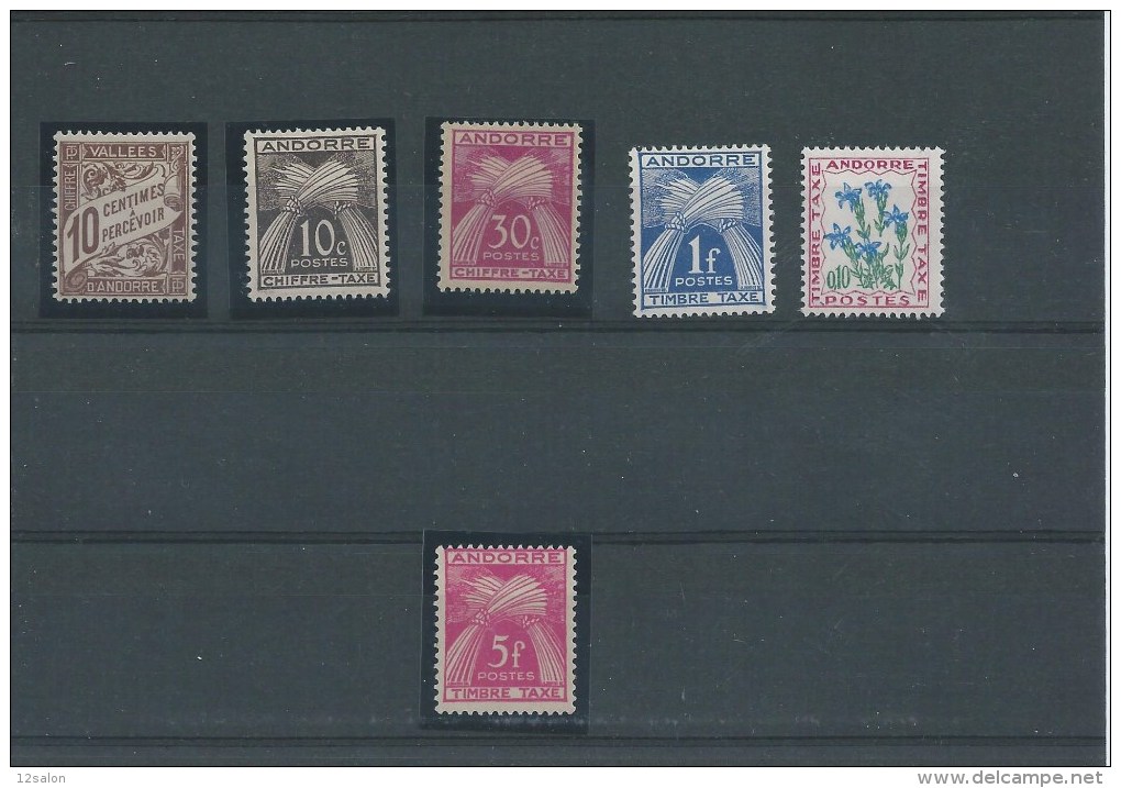 ANDOREE FRANCAIS TAXE Cote 12,15€ - Unused Stamps