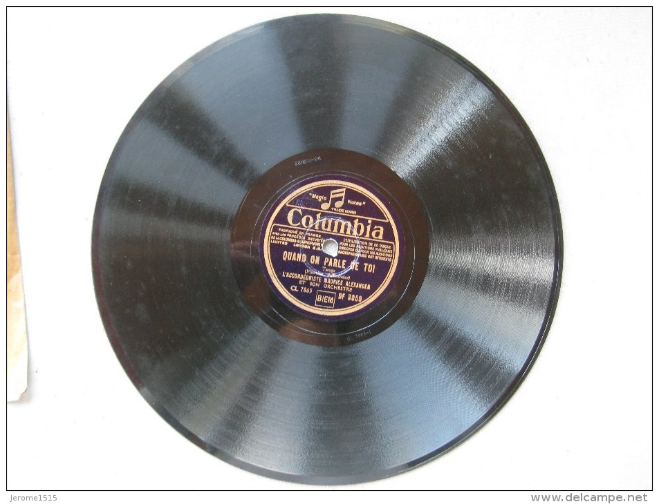 Disque Ancien 78 Tours Gramophone Columbia "quand On Parle De Toi Et C'était Bien La Peine"(tango) & - 78 Rpm - Gramophone Records