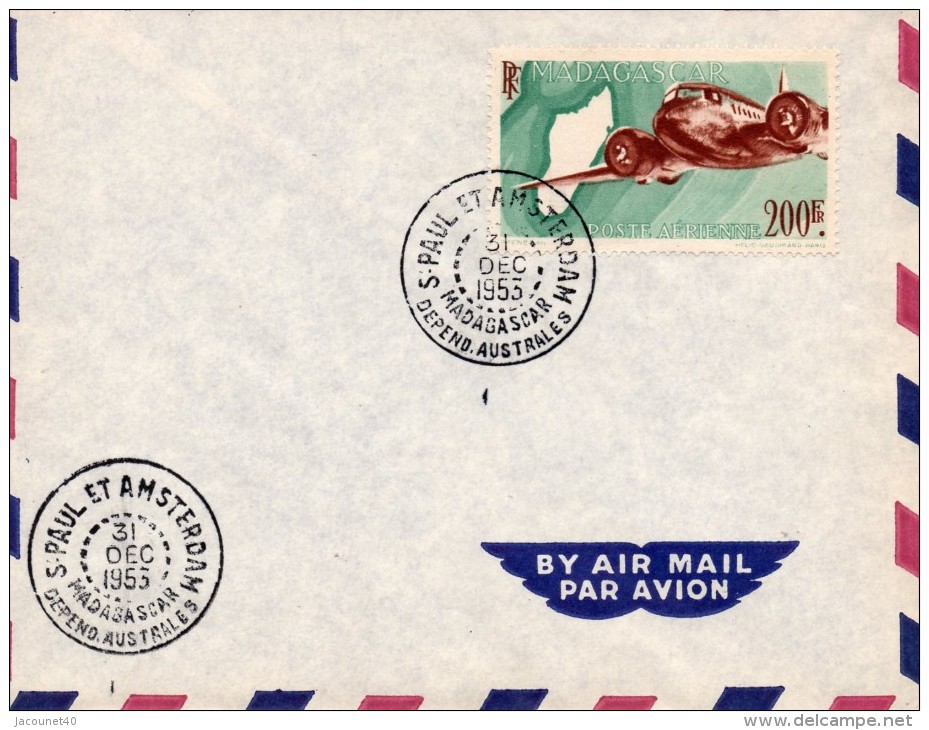 Taaf Saint Paul Et Amsterdam Passage Du Saint Marcouf Le 31/12/1953 Sans Cachet De Transit - ...-1955 Prephilately