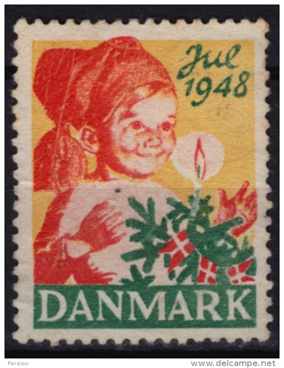 Christmas Tree / Candle / Christmas - JUL - LABEL / CINDERELLA - 1948 Denmark - Used - Christmas