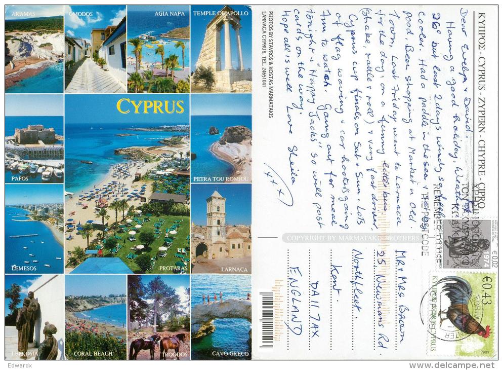 Multiview, Cyprus Postcard Used Posted To UK 2010 Stamp - Cyprus