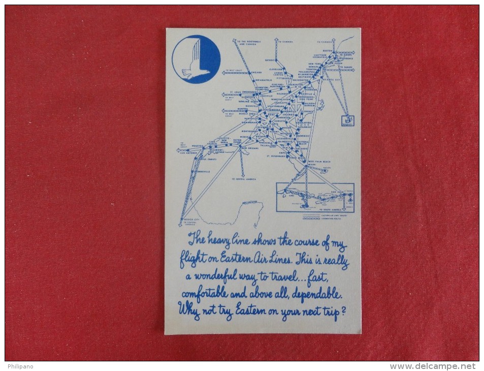 Eastern Airlines  Map   Not Mailed Ref 1313 - 1946-....: Modern Era