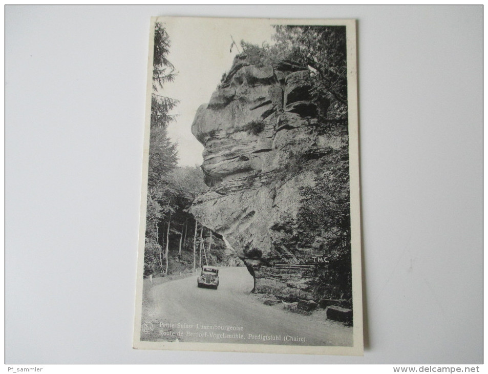 AK / Bildpostkarte Luxembourg.1950. Petite Suisse Luxembourgeoise. Route De Berdorf - Vogelsmühle, Predigtstuhl (Chaire) - Berdorf