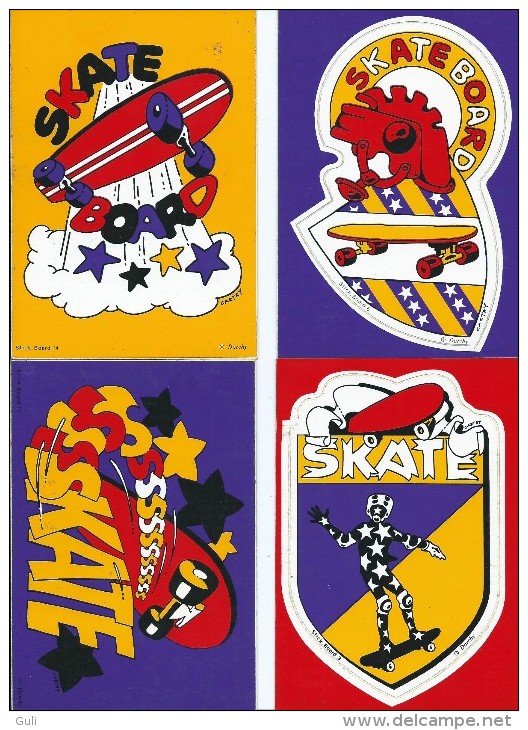 Sport  SKATE  SKATEBOARD -Lot De  4 Cartes Cpm AUTO COLLANT  - Voir Scan R/V Des 4 Cartes-*PRIX FIXE - Skateboard