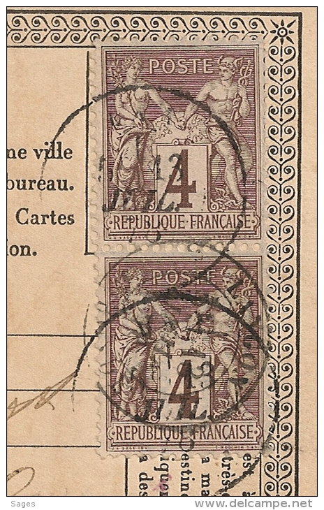 RARE Affranchissement à 10c Sur Carte Postale De DAX Landes. Paire 4c Luxe. - 1877-1920: Periodo Semi Moderno