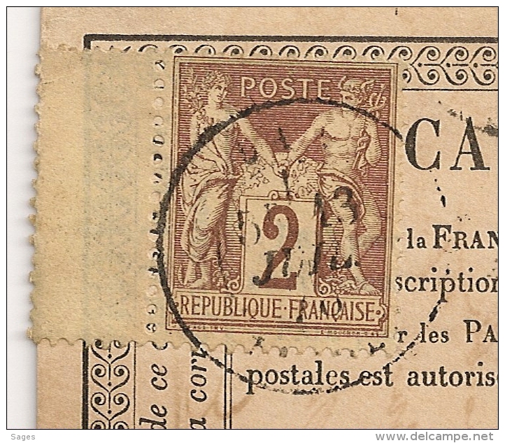 RARE Affranchissement à 10c Sur Carte Postale De DAX Landes. Paire 4c Luxe. - 1877-1920: Periodo Semi Moderno
