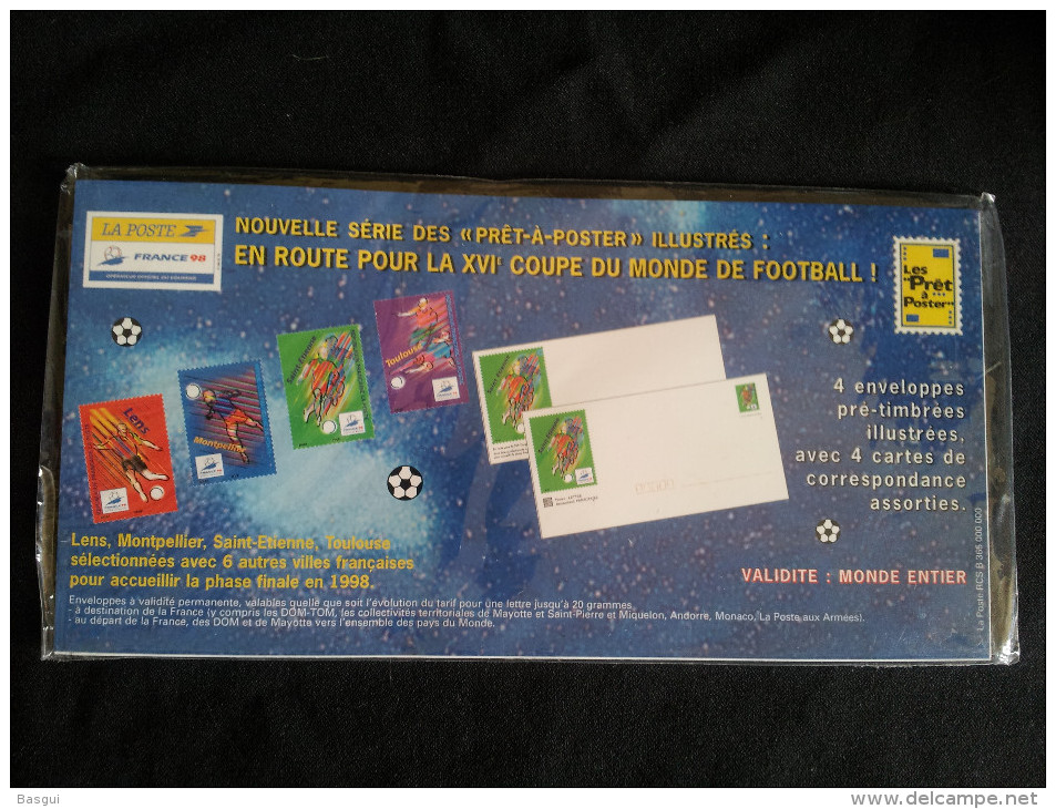 Serie 4 Enveloppes France 98, En Route Pour La XVI Coupe Du Monde De Football "pret A Poster"  Sous Blister - Prêts-à-poster:  Autres (1995-...)