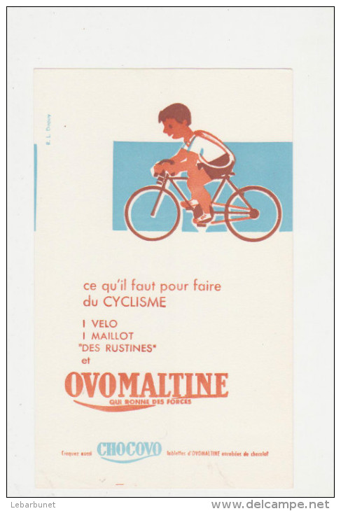 Buvard Ancien " Ovomaltine" Ce Qu'il Faut Pour Faire Du Cyclisme - Bikes & Mopeds