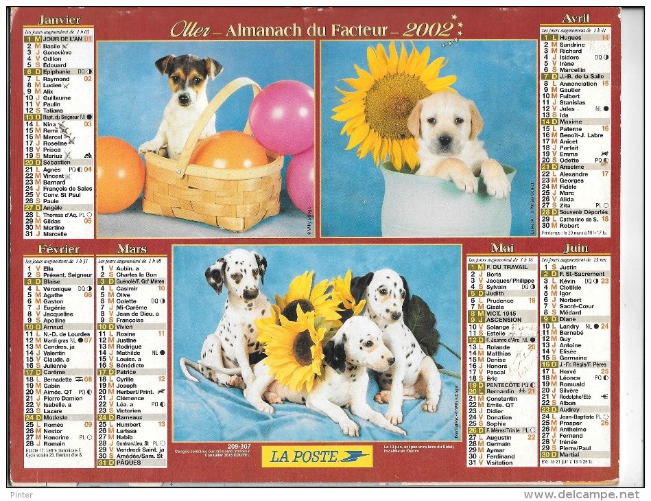 CALENDRIER - ALMANACH DES POSTES ET DES TELEGRAPHES - ANNEE 2002 - Département De SEINE ET MARNE - Grand Format : 2001-...