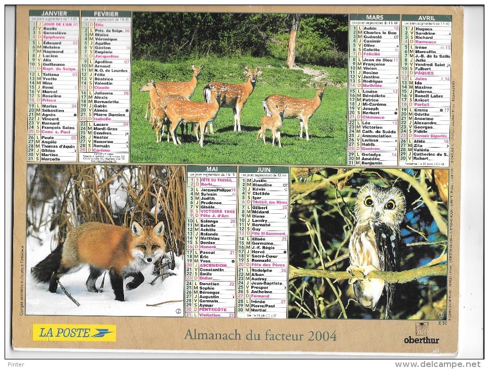 CALENDRIER - ALMANACH DES POSTES ET DES TELEGRAPHES - ANNEE 2004 - Département De SEINE ET MARNE - Grand Format : 2001-...