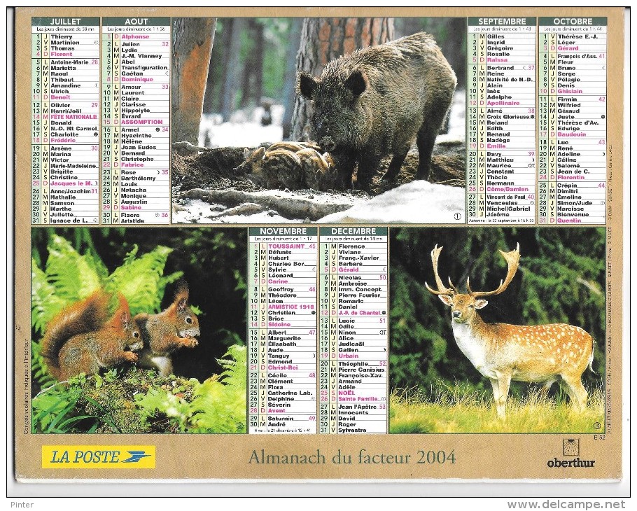 CALENDRIER - ALMANACH DES POSTES ET DES TELEGRAPHES - ANNEE 2004 - Département De SEINE ET MARNE - Formato Grande : 2001-...