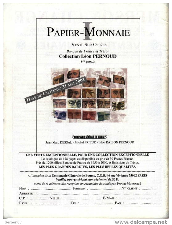 COLLECTION CATALOGUE EDITION NUMISMATIQUE ET CHANGE 2001 N° 316 NAISSANCE A PARIS DU PAPIER MONNAIE FRANCAIS LA 5 FRANCS - Français