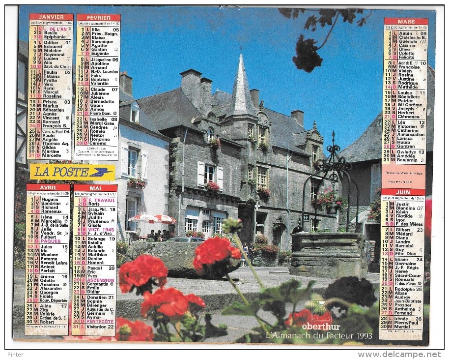 CALENDRIER - ALMANACH DES POSTES ET DES TELEGRAPHES - ANNEE 1993 - DEPARTEMENT DE SEINE ET MARNE - Grand Format : 1991-00