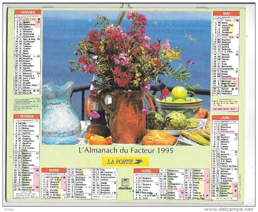 CALENDRIER - ALMANACH DES POSTES ET DES TELEGRAPHES - ANNEE 1995 - DEPARTEMENT DE SEINE ET MARNE - Grand Format : 1991-00