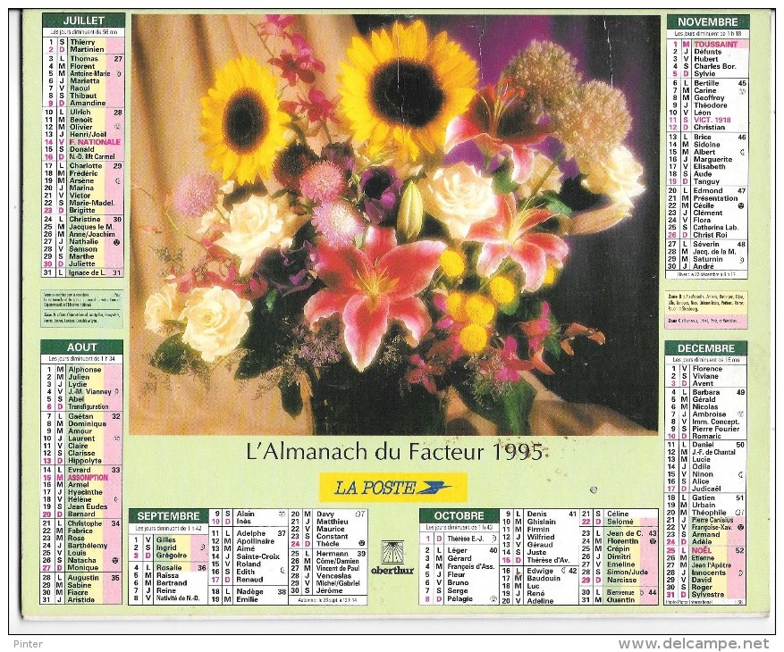 CALENDRIER - ALMANACH DES POSTES ET DES TELEGRAPHES - ANNEE 1995 - DEPARTEMENT DE SEINE ET MARNE - Grand Format : 1991-00