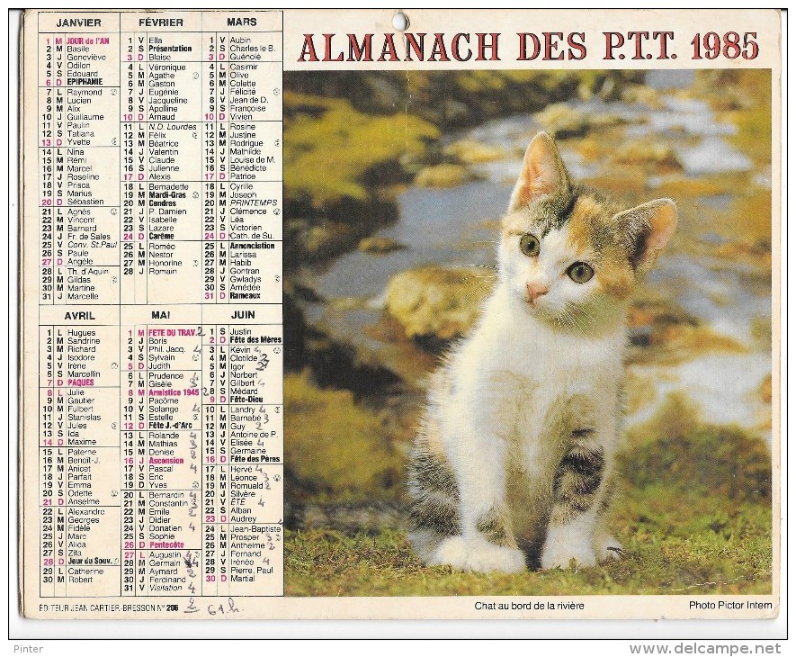 CALENDRIER - ALMANACH DES POSTES ET DES TELEGRAPHES - ANNEE 1985 - DEPARTEMENT DE SEINE ET MARNE - Grand Format : 1981-90