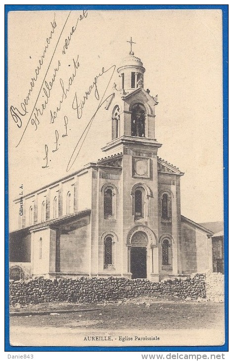 CPA Dos Simple Vue Peu Courante - BOUCHES DU RHONE - AUREILLE - EGLISE PAROISSIALE - Collection L. A. - Andere & Zonder Classificatie