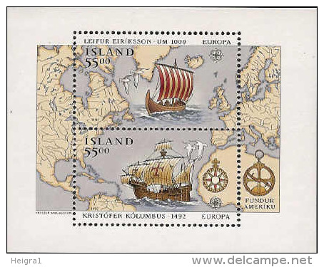 Iceland 1992 MNH/**/postfris/postfrisch Michelnr. Blok/sheet 13 Europa Cept - Blocks & Sheetlets