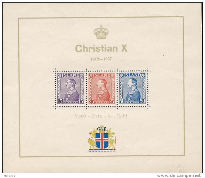 Iceland 1937 MNH/**/postfris/postfrisch Michelnr. Blok/sheet 1 - Blokken & Velletjes