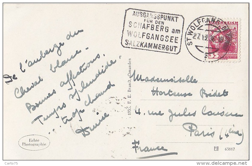 Autriche - St Wolfgang / Postal Mark 1936 - Gmunden