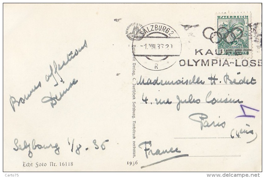 Autriche - Salzburg Der Dom /  Festspiel / Postal Mark 1936 Olympic Games - Salzburg Stadt