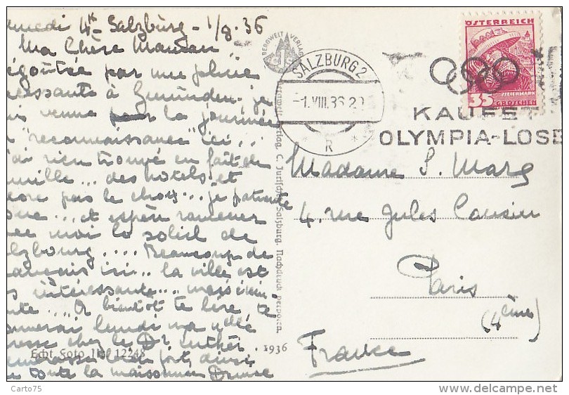 Autriche - Salzburg / Postal Mark 1936 Olympic Games - Salzburg Stadt